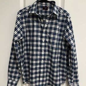 UNTUCKit Men's Navy and White Plaid Shirt